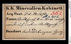 Etiketten zu Calcit (NHMW-MIN-As412)